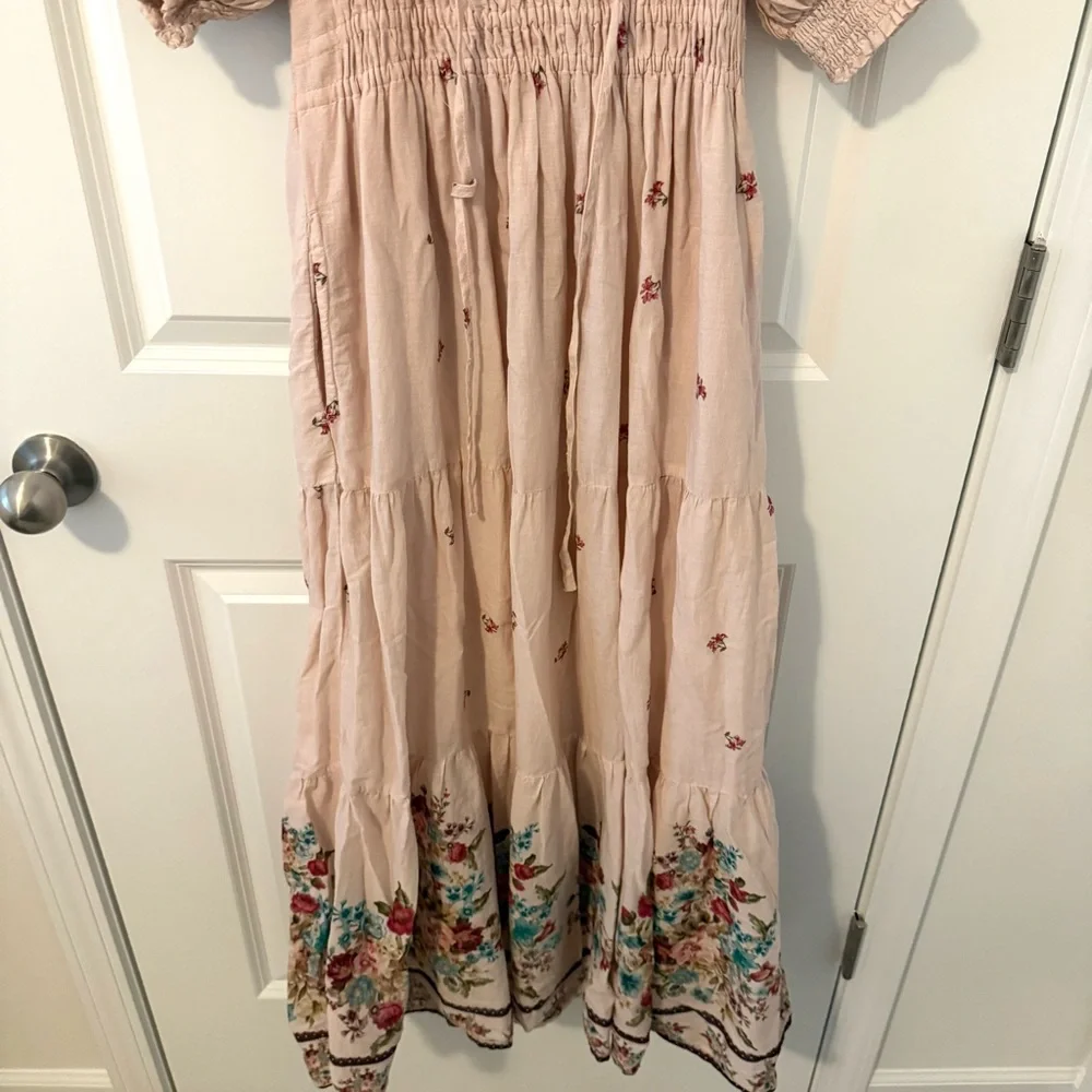 Anthropologie Somerset Puff sleeve blush pink maxi dress size S - Picture 4 of 11
